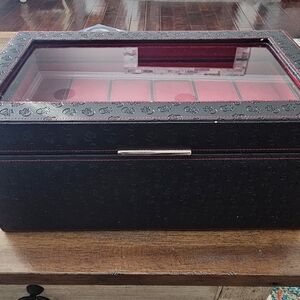WOLF Black and Red Watch Storage Case